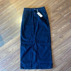 Black long denim skirt